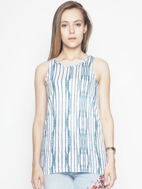 

Voi Jeans Women Off-White & Blue Striped Top