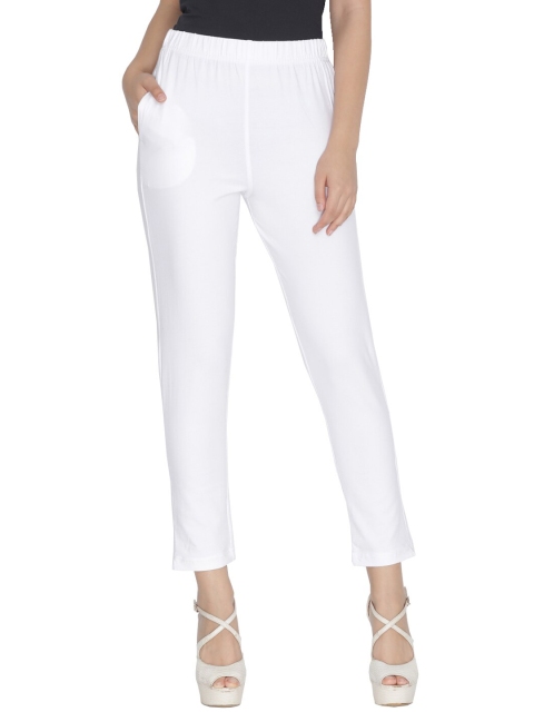 

LYRA Women White Cotton Smart Trousers