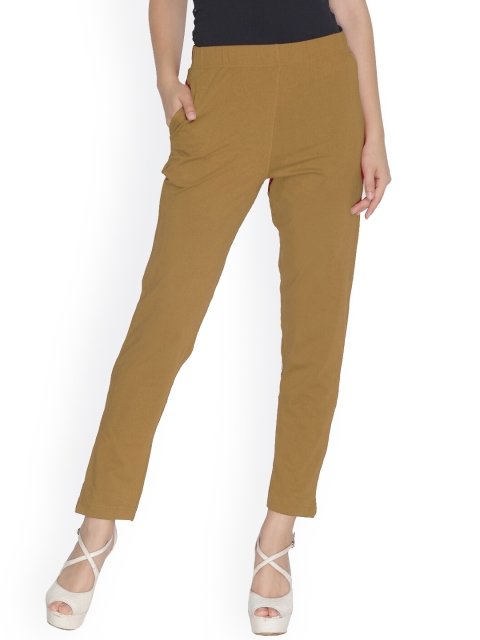 

LYRA Women Beige Cotton Smart Trousers