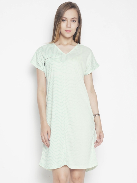 

Voi Jeans Women Off-White Striped A-Line Dress