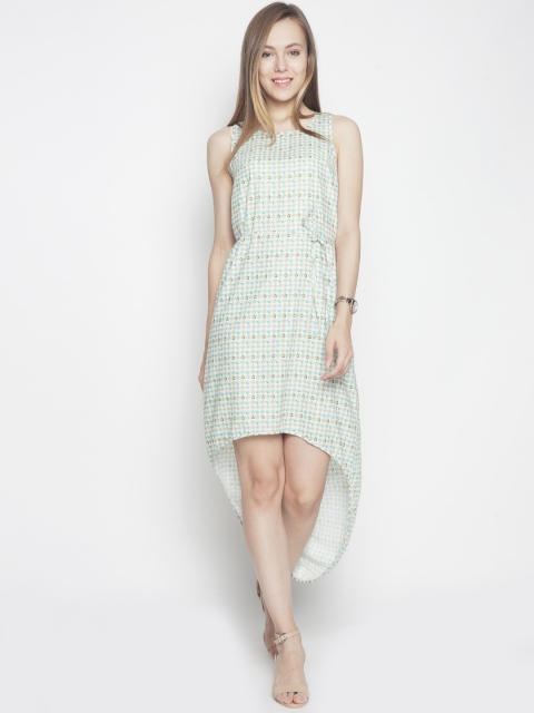 

Voi Jeans Women Green Printed A-Line High-Low Hem Dress