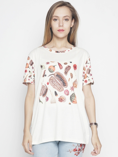 

Voi Jeans Women Multicoloured Printed Round Neck T-shirt, Multi
