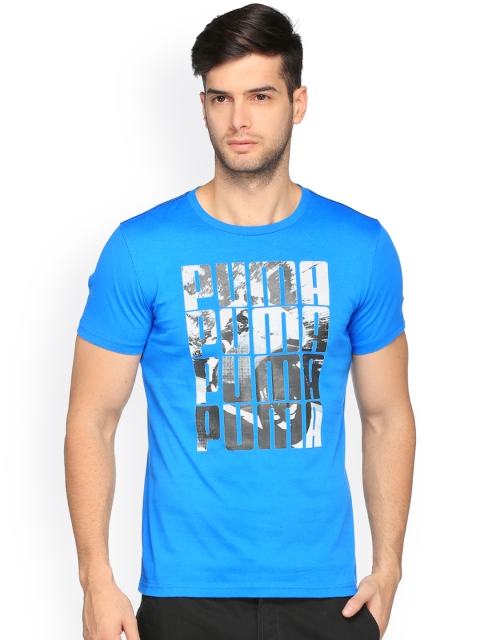 

Puma Men Blue Printed Slim Fit Round Neck T-shirt