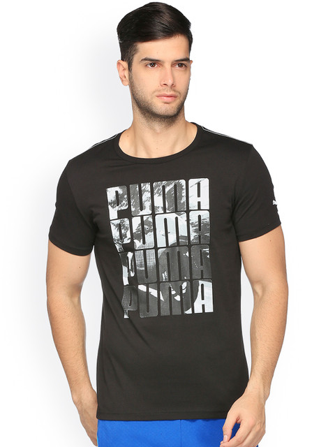 

Puma Men Black Printed Slim Fit Round Neck T-shirt