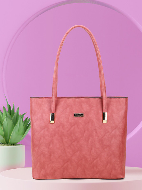 

SHINING STAR Peach-Coloured Structured Shoulder Bag