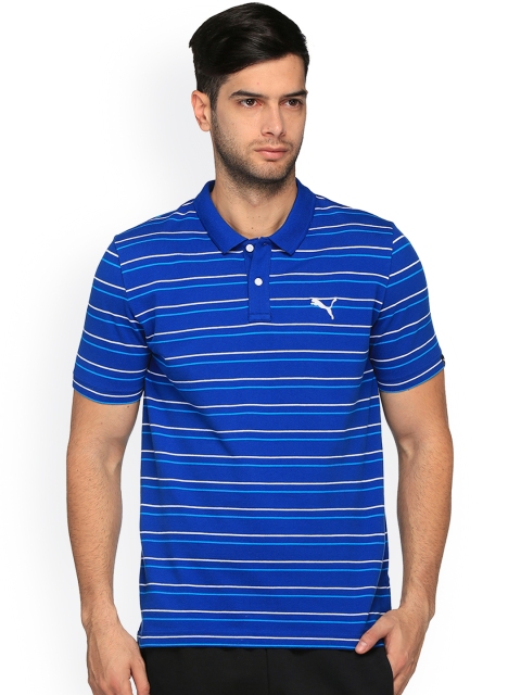 

Puma Men Blue Striped Polo T-shirt