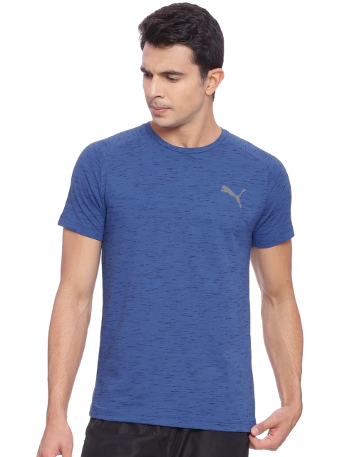 

Puma Men Blue Solid Slim Fit Round Neck Evostripe Spaceknit T-shirt