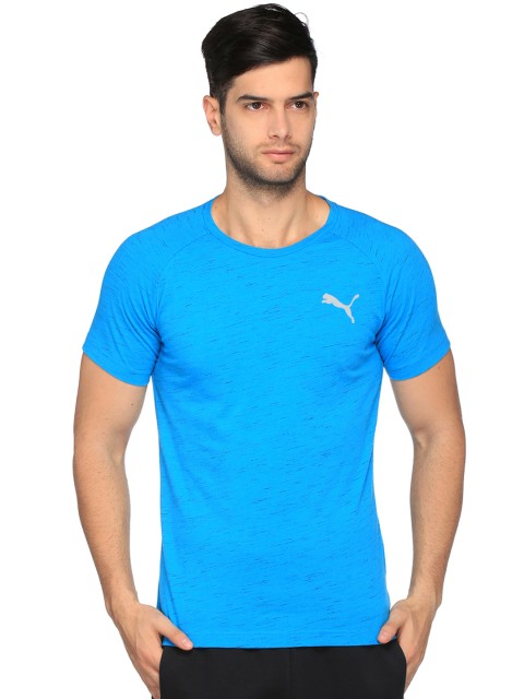

Puma Men Blue Solid Round Neck Evostripe Spaceknit T-shirt