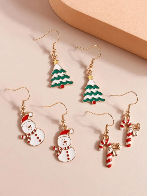 

EL REGALO Pack Of 3 Classic Drop Earrings, Red