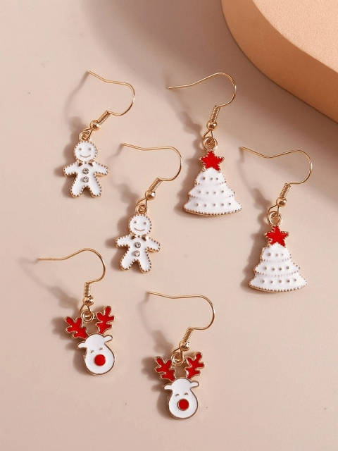 

EL REGALO Red Silver-Plated Classic Drop Earrings