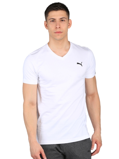 

Puma Men White Solid Slim Fit ESS V-Neck T-shirt