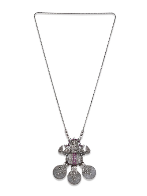 

Binnis Wardrobe Silver-Plated Pink Stone-Studded Jewellery Set