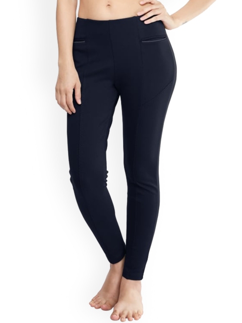 

La Aimee Women Navy Blue Buddy Hug Skinny Fit High-Rise Trousers