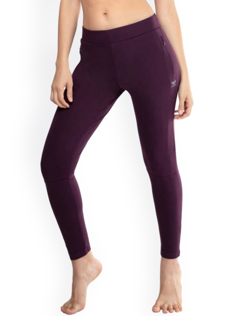 

La Aimee Women Purple Cotton Buddy Hug Skinny Fit Joggers Trousers