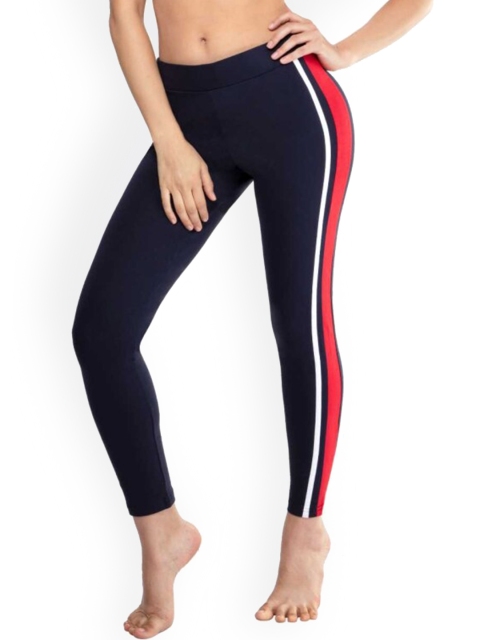 

La Aimee Women Navy Blue Cotton Buddy Hug Skinny Fit Trousers