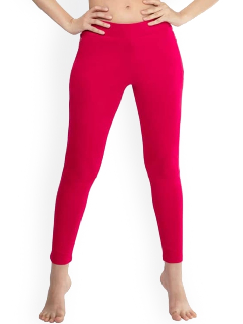 

La Aimee Women Fuchsia Cotton Buddy Hug Skinny Fit Trousers