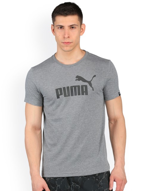 

Puma Men Grey Printed ESS No.1 Heather Slim Fit Round Neck T-shirt