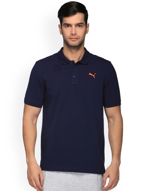 

Puma Men Navy Blue Solid ESS Slim Fit Polo Collar T-shirt