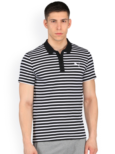 

Puma Men Black ESS Striped Slim Fit Polo Collar T-shirt