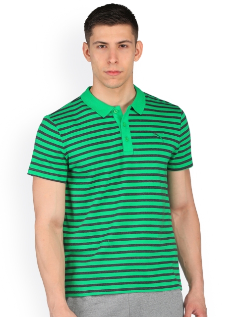 

Puma Men Green ESS Striped Slim Fit Polo Collar T-shirt