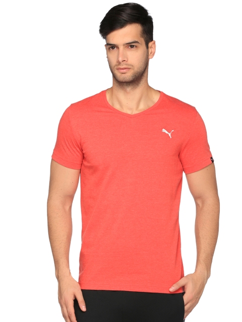 

Puma Men Orange Solid ESS Slim Fit V-Neck T-shirt