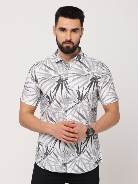 

Jean Cafe Men Grey Premium Slim Fit Printed Cotton Casual Shirt