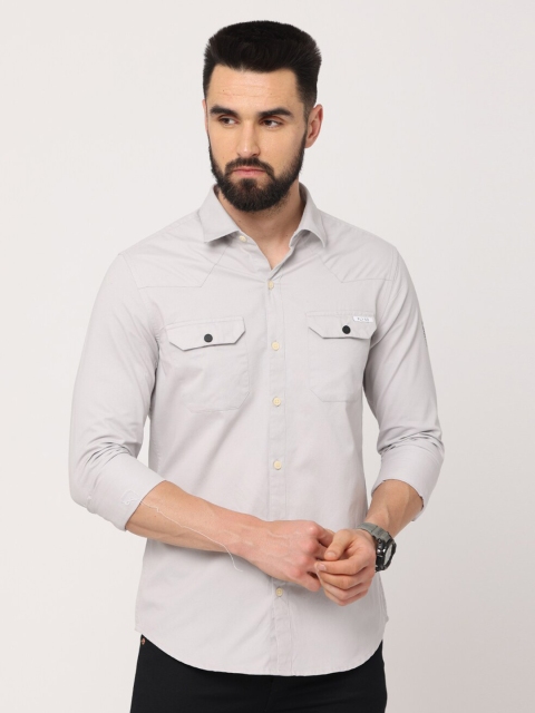 

Jean Cafe Men Grey Cotton Premium Slim Fit Casual Shirt