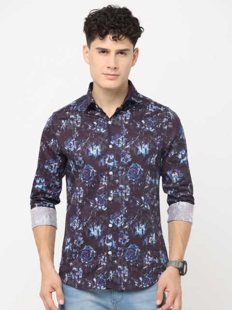 

Jean Cafe Men Brown Cotton Premium Slim Fit Printed Casual Shirt