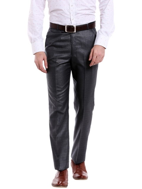 

Solemio Men Charcoal Grey Slim Fit Checked Trousers