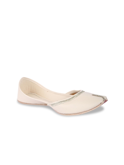

5 ELEMENTS Women Off White Embellished Mojaris Flats