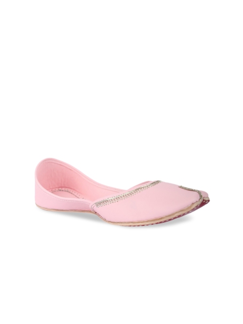 

5 ELEMENTS Women Pink Embellished Ethnic Mojaris Flats