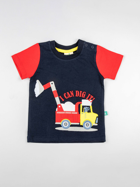 

JusCubs Boys Navy Blue Printed Pure Cotton T-shirt
