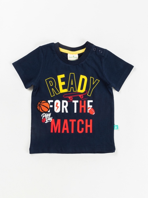 

JusCubs Boys Navy Blue Printed Applique T-shirt