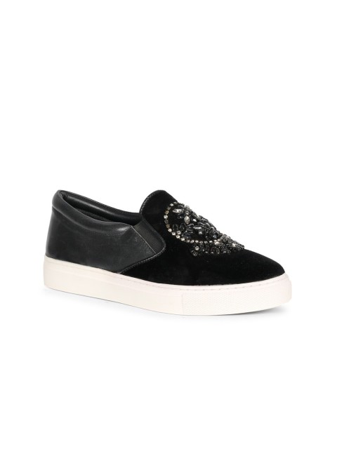 

Saint G Women Black Leather Slip-On Sneakers