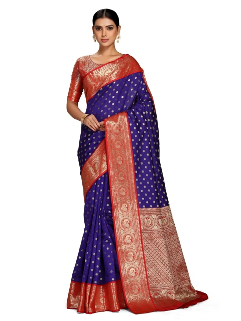 

Varkala Silk Sarees Violet & Red Ethnic Motifs Gadwal Zari Saree