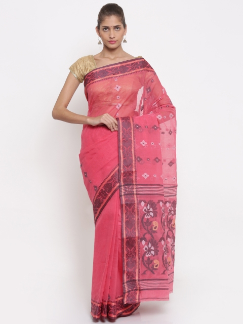 

gocoop Pink Woven Design Pure Cotton Handloom Saree