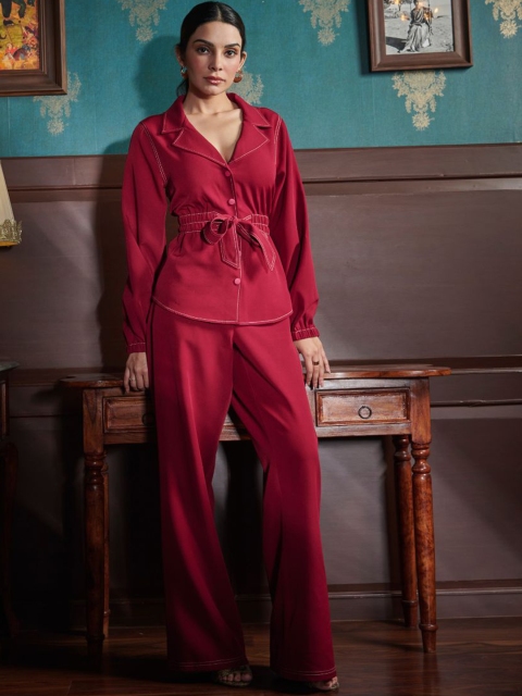 

Style Island Women Maroon Lightweight Tailored Jacket