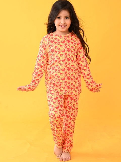 

Anthrilo Girls Yellow & Red Printed Cotton Night suit AN13843N