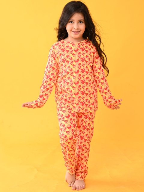 

Anthrilo Girls Yellow & Red Printed Cotton Night suit AN13843N