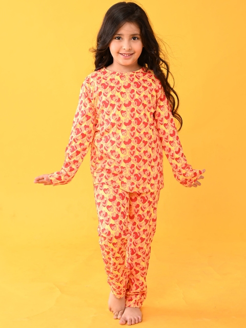 

Anthrilo Girls Yellow & Red Printed Cotton Night suit AN13843N