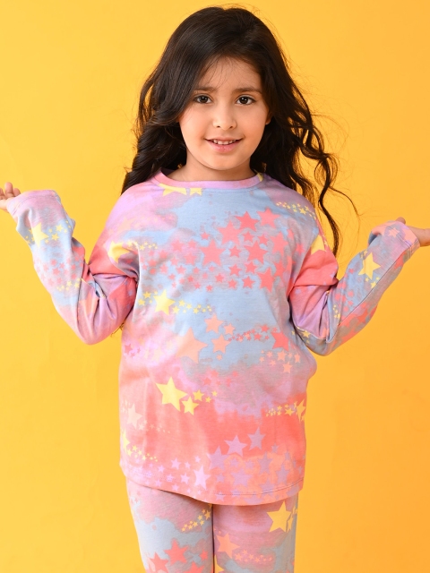 

Anthrilo Girls Pink & Blue Tie and Dye Cotton Night suit AN13830N