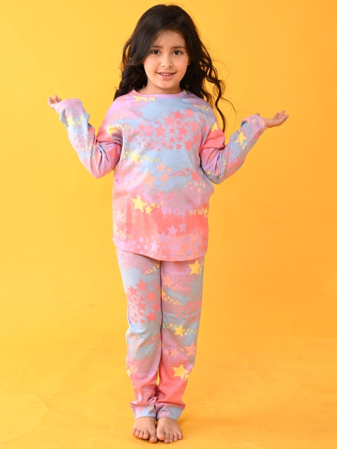 

Anthrilo Girls Pink & Blue Tie and Dye Cotton Night suit AN13830N