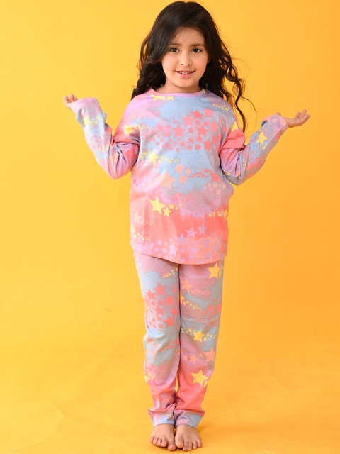 

Anthrilo Girls Pink & Blue Tie and Dye Cotton Night suit AN13830N