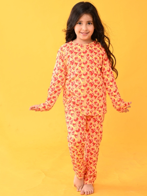 

Anthrilo Girls Yellow & Red Printed Cotton Night suit AN13843N