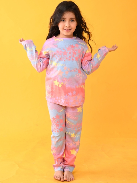 

Anthrilo Girls Pink & Blue Tie and Dye Cotton Night suit AN13830N