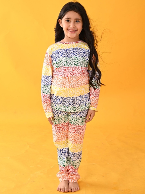 

Anthrilo Girls White & Red Printed Cotton Night suit AN13739N