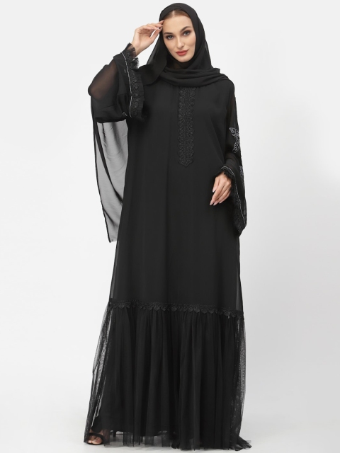 

Just Wow Women Black Embellished Abaya Burqa