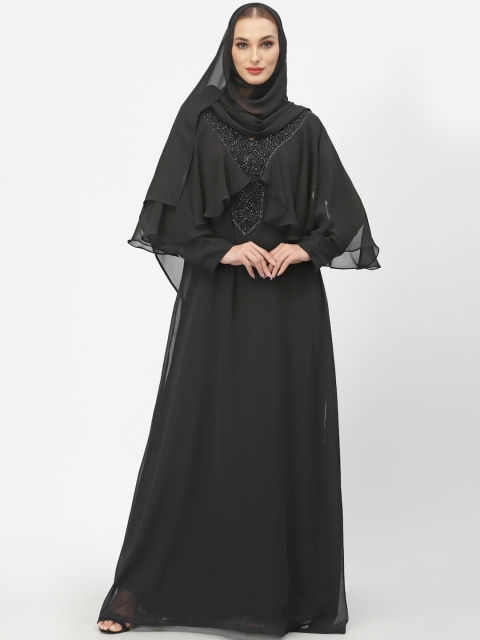 

Just Wow Women Black Embellished Abaya Burqa