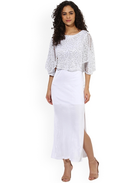 

Texco Women White Self Design Maxi Dress