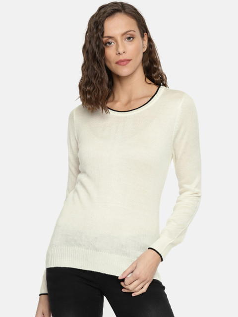 

Park Avenue Woman White Solid Pullover Sweater